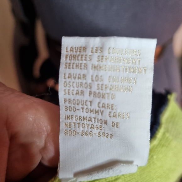 Tommy Hilfiger Mens Logo French Rib Quarter-Zip Green Cotton Sweater Size XL - Picture 4 of 10